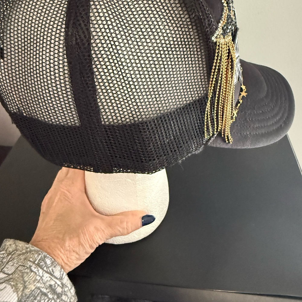 Custom Made Black Cap with Embroidered Patches *NEW WITHOUT TAGS* - Picture 6 of 16